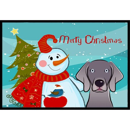 Micasa Snowman With Weimaraner Indoor & Outdoor Mat18 x 27 in. MI733070